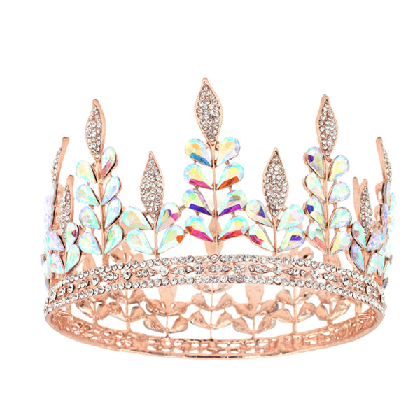 Elegant Leaf Crown with Crystal Accents
