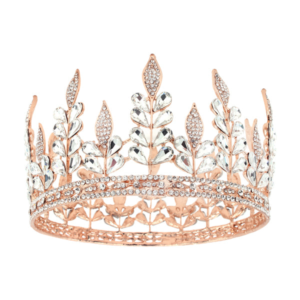Elegant Leaf Crown with Crystal Accents