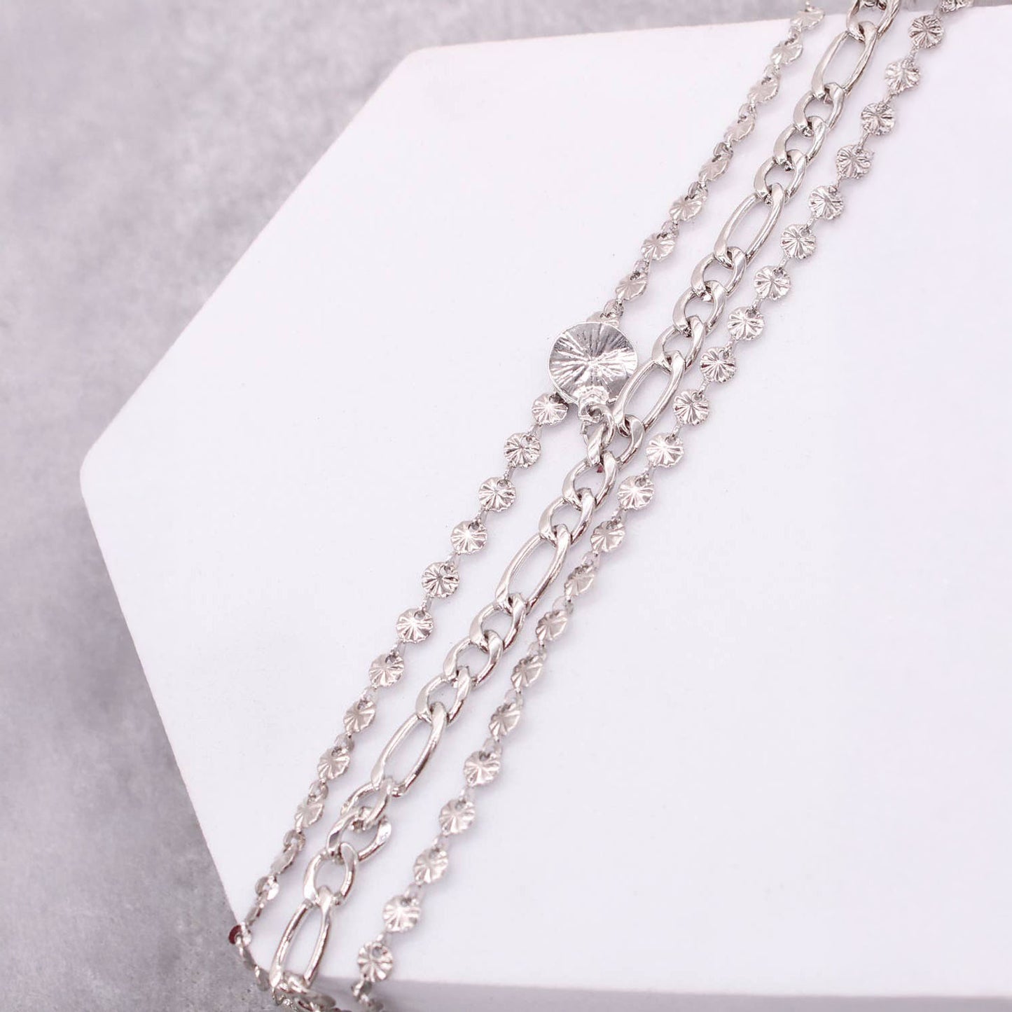 CHAIN LINK RHINESTONE CHAIN AND PENDANT BRACELET