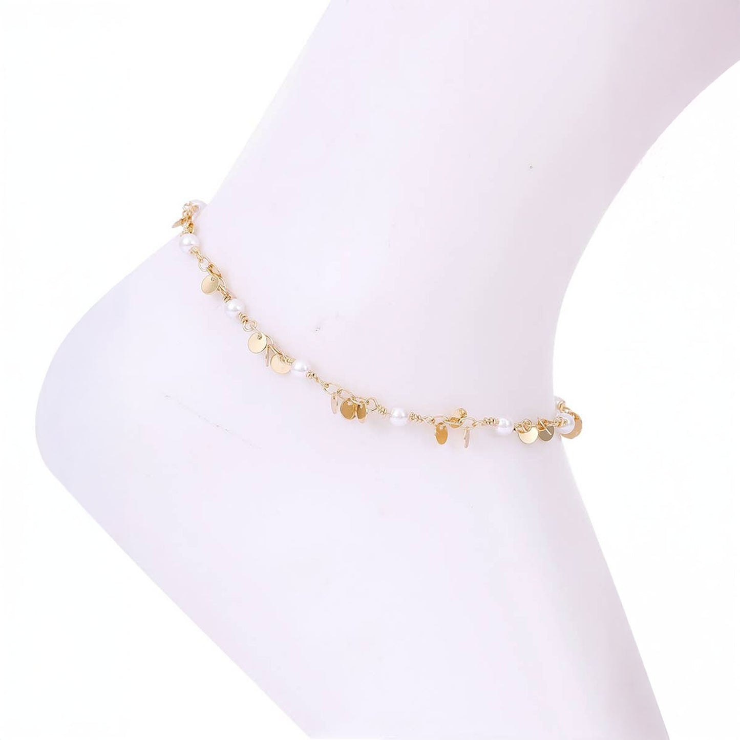 CIRCULAR PENDANT & PEARL TASSEL ANKLET