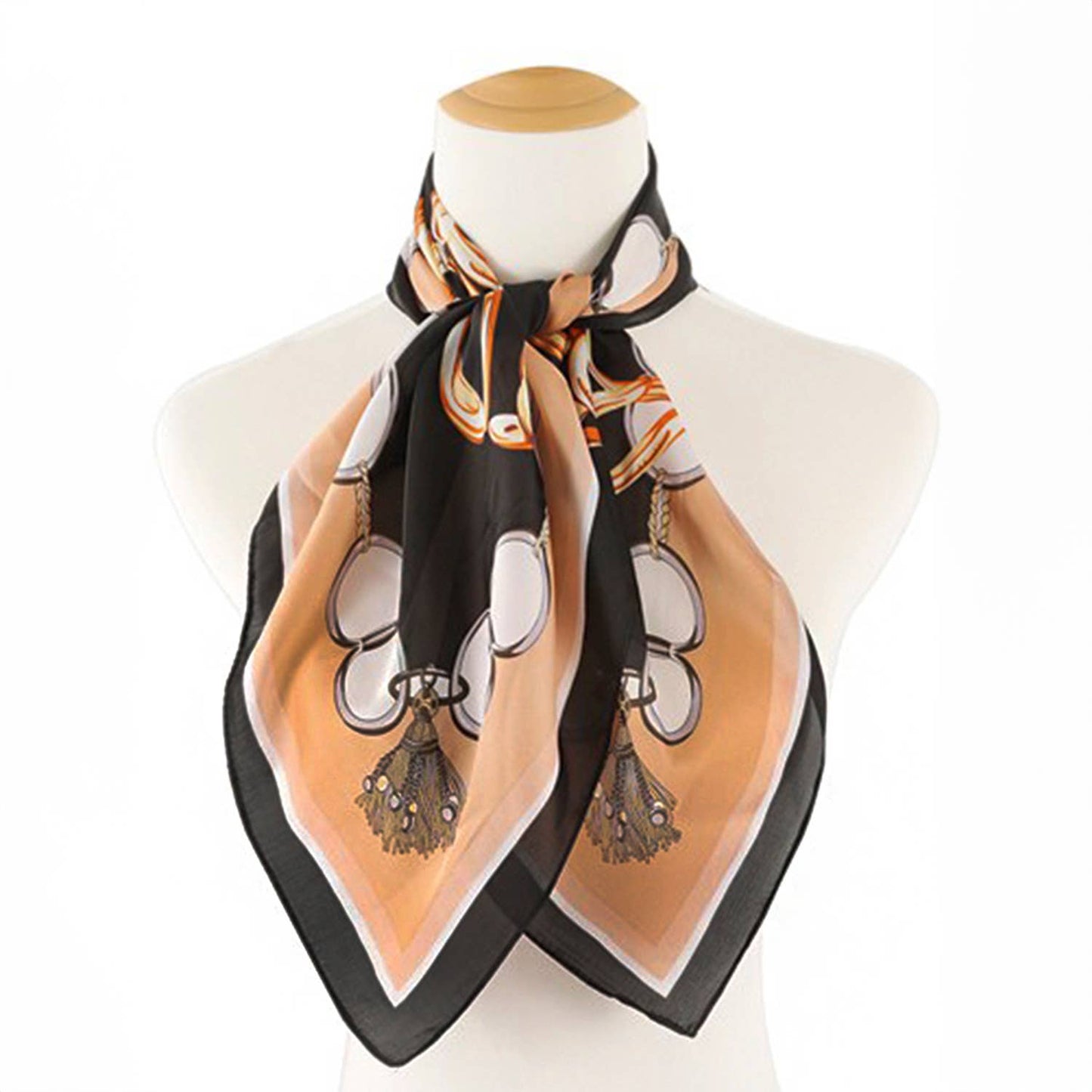 Chain Tassel Design Silk Scarf