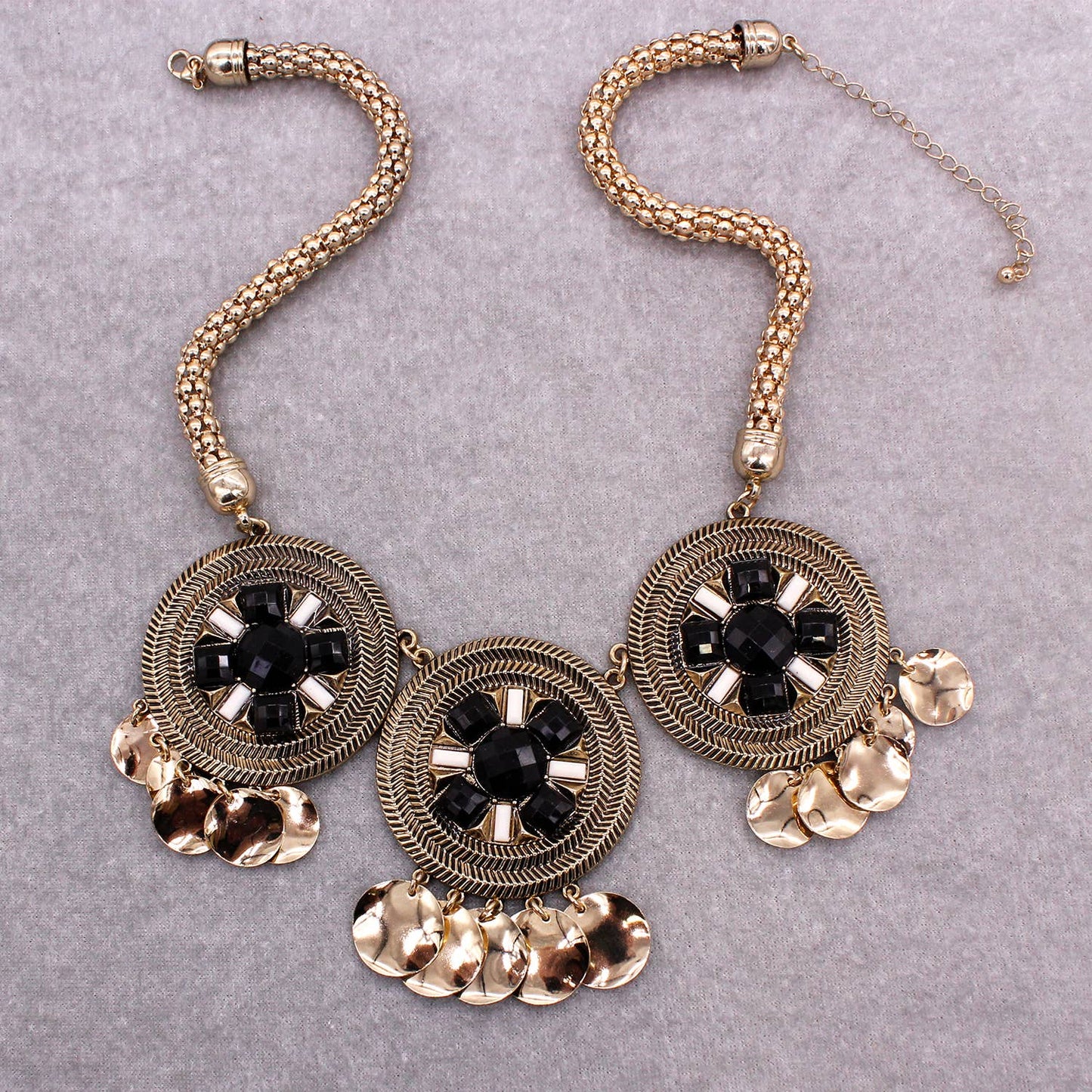 VINTAGE PENDANT SEMI PRECIOUS STONES NECKLACE SET