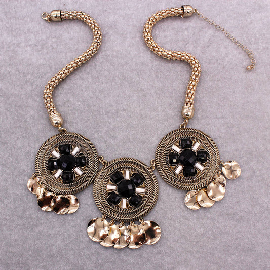 VINTAGE PENDANT SEMI PRECIOUS STONES NECKLACE SET