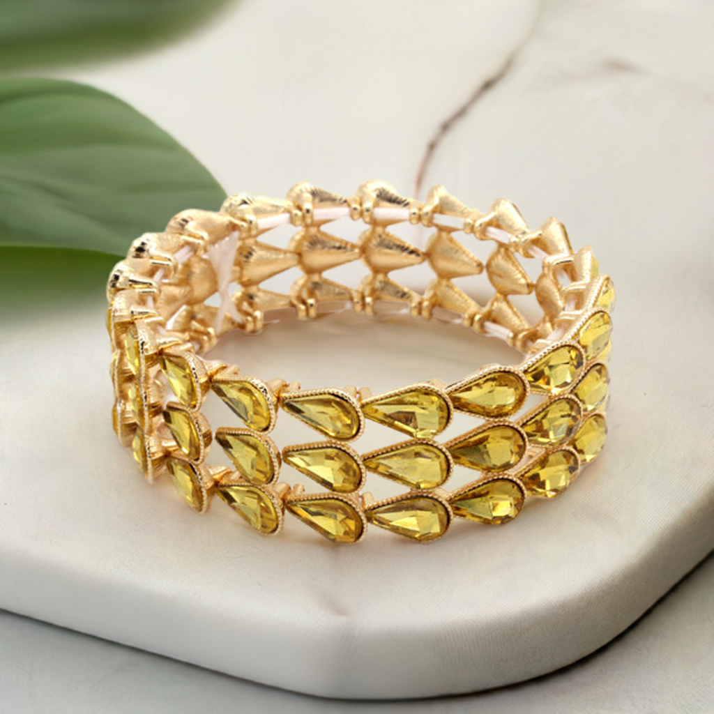 Arya Golden Swarovski Crystal Cuff Bracelet