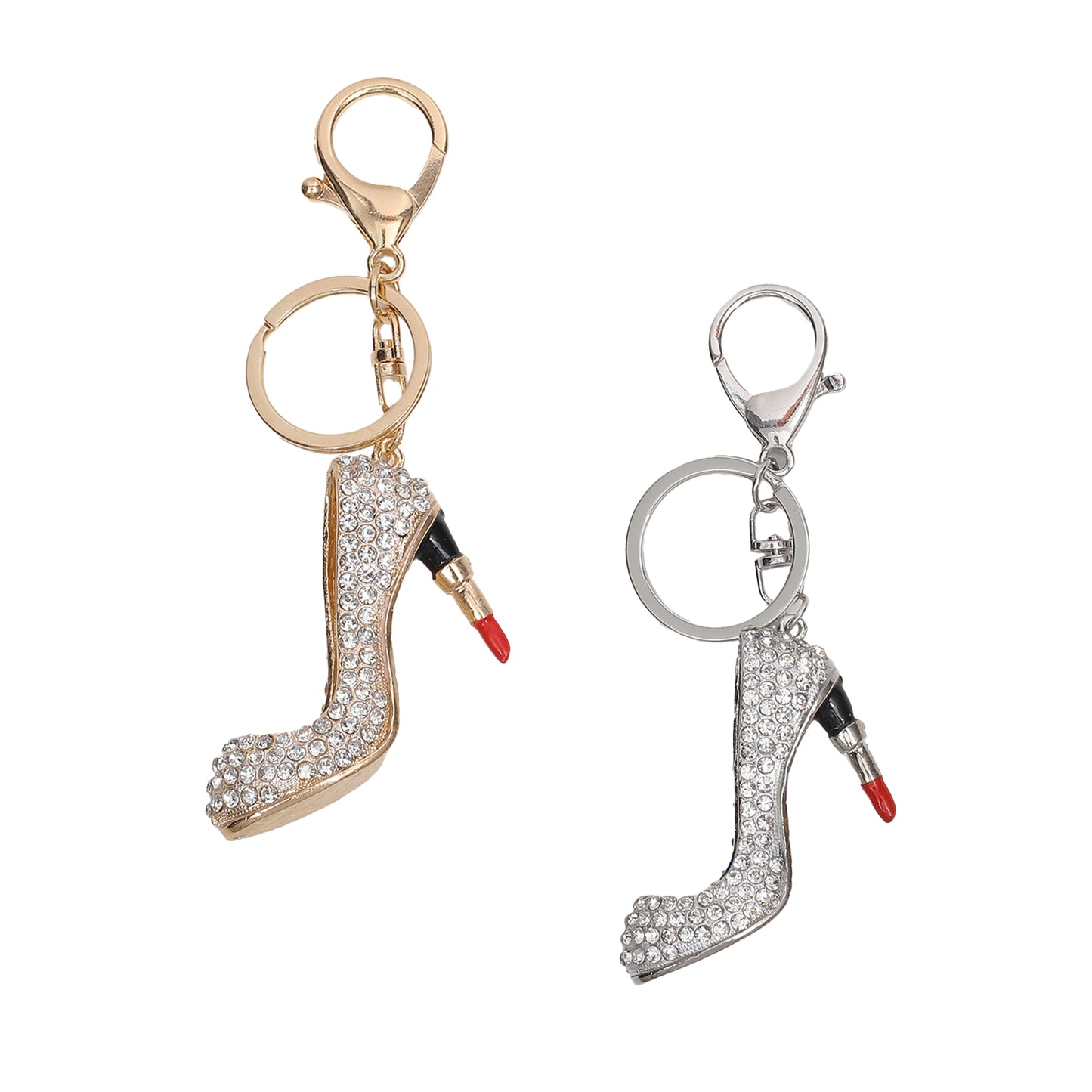 Sparkling High Heel & Lipstick Keychain