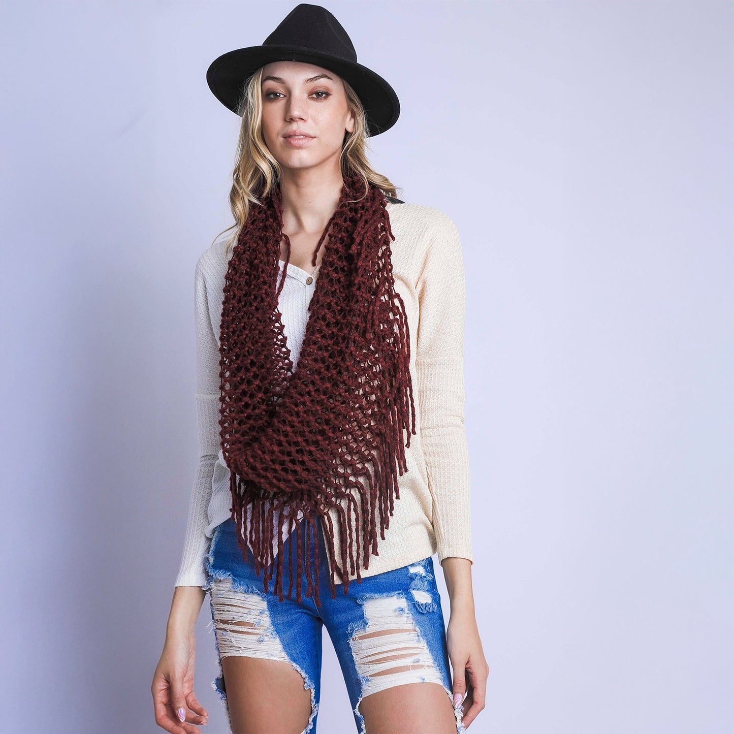 AUTUMN INFINITY KNITTED SCARF