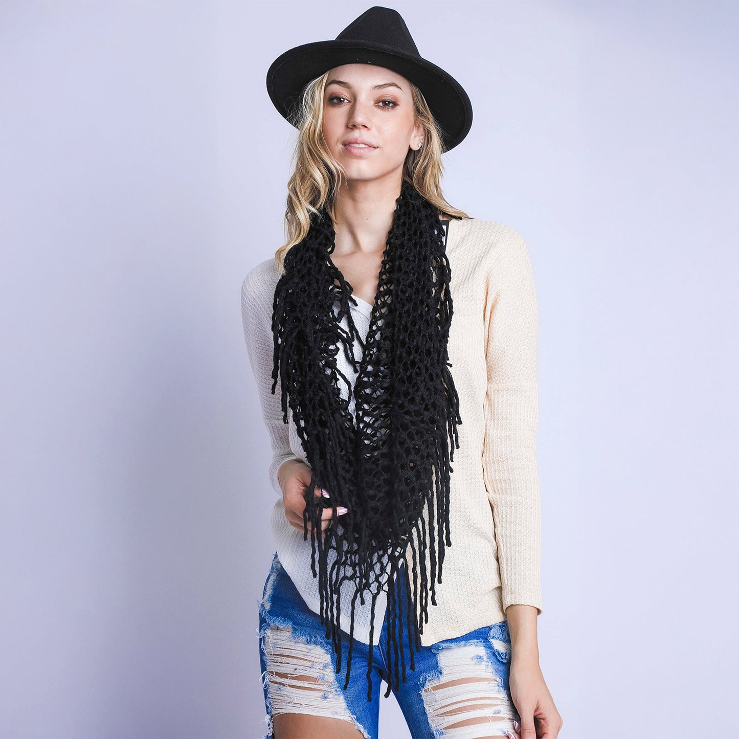AUTUMN INFINITY KNITTED SCARF
