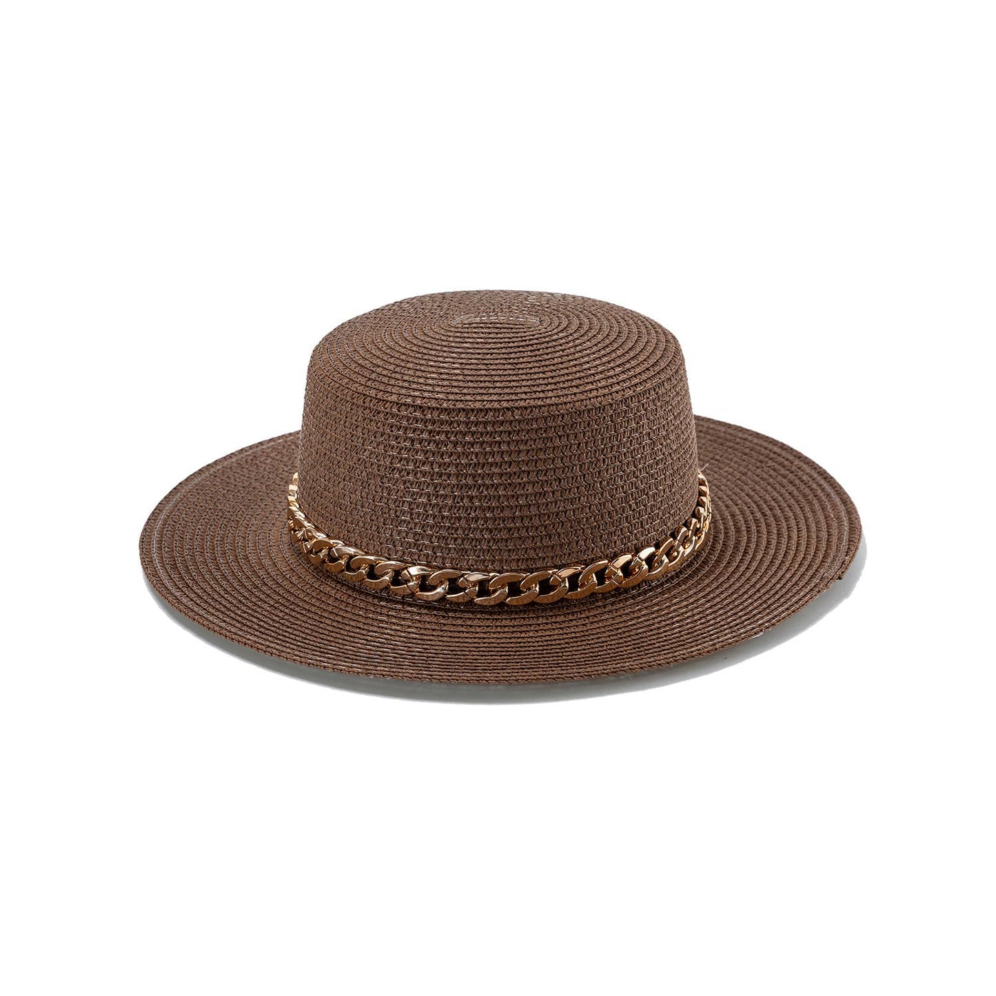 Acrylic Chain Flat Top Straw Sun Hat