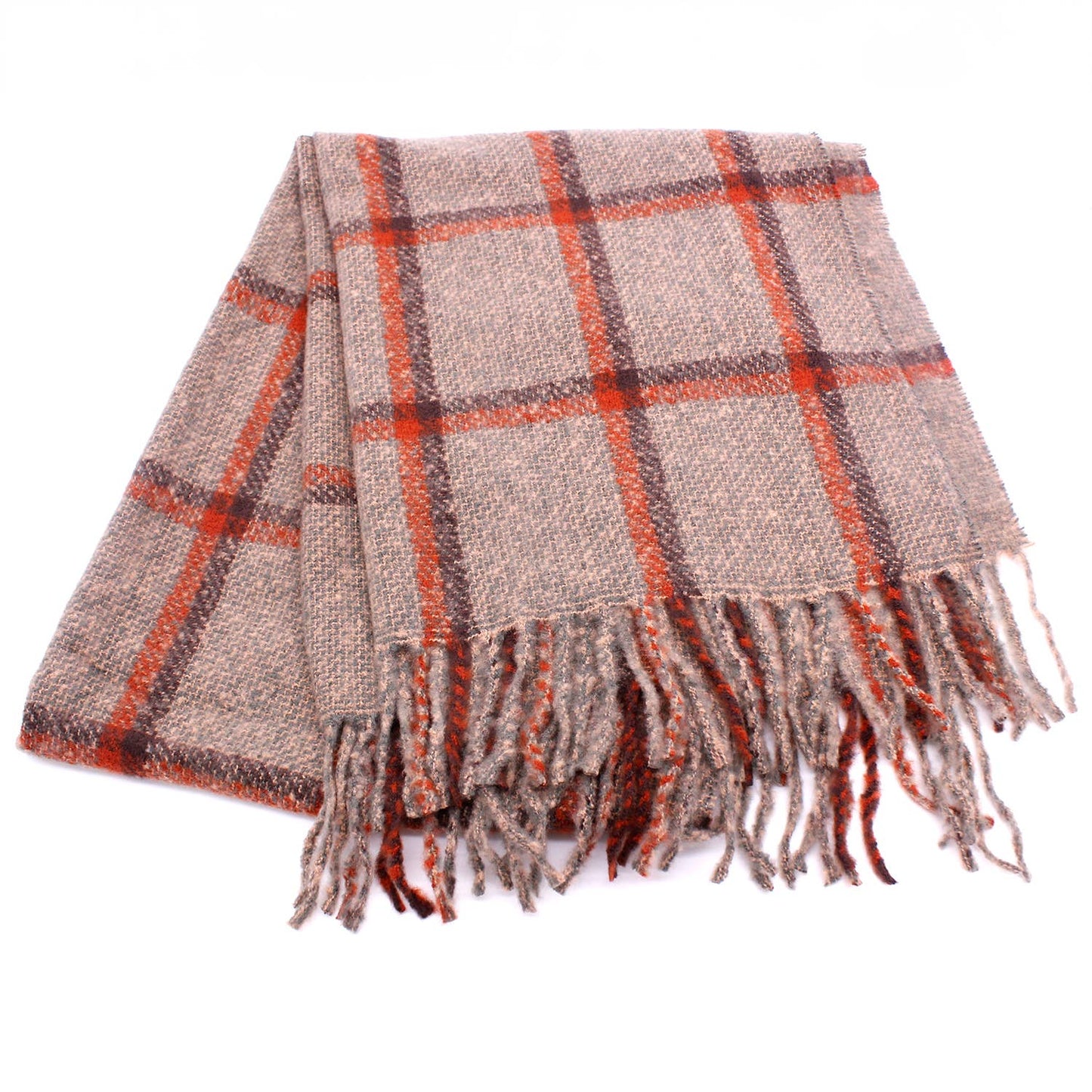 SIMPLE PLAID FRINGE SCARF
