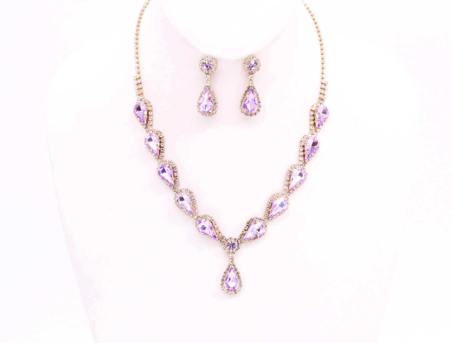 MULTI STONE LUXURY NECKLACE SET GOLD