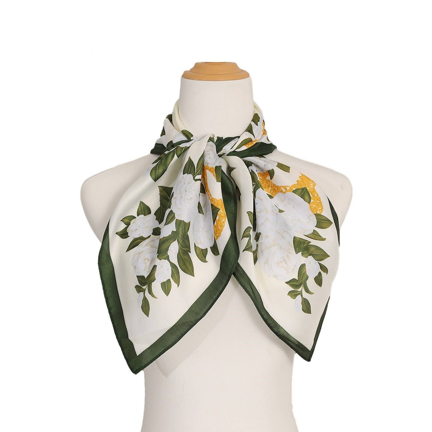 WHITE ROSE PATTERN SCARF