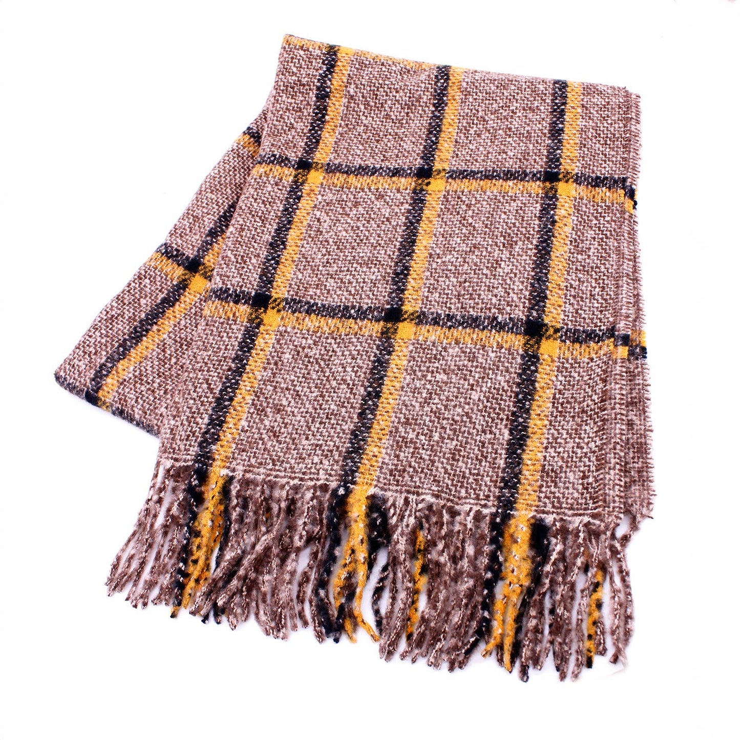 SIMPLE PLAID FRINGE SCARF