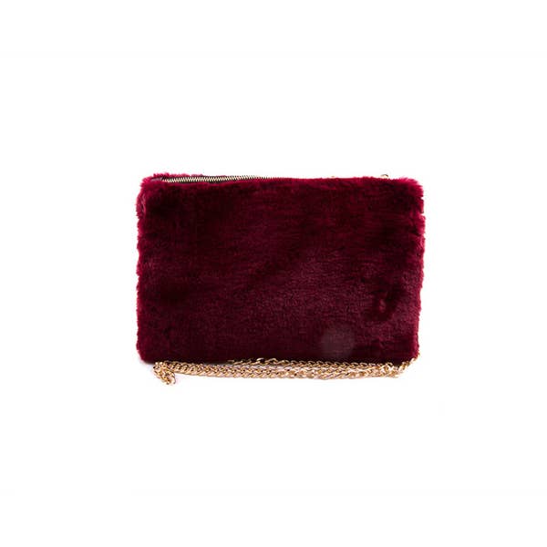 FAUX FUR CLUTCH SHOULDER BAG