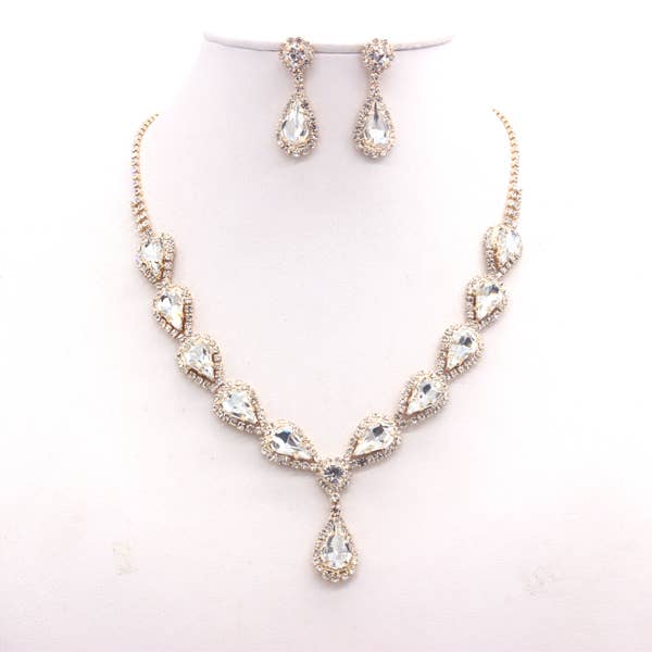 MULTI STONE LUXURY NECKLACE SET GOLD
