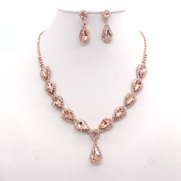 MULTI STONE LUXURY NECKLACE SET GOLD