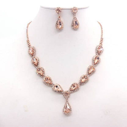 MULTI STONE LUXURY NECKLACE SET GOLD