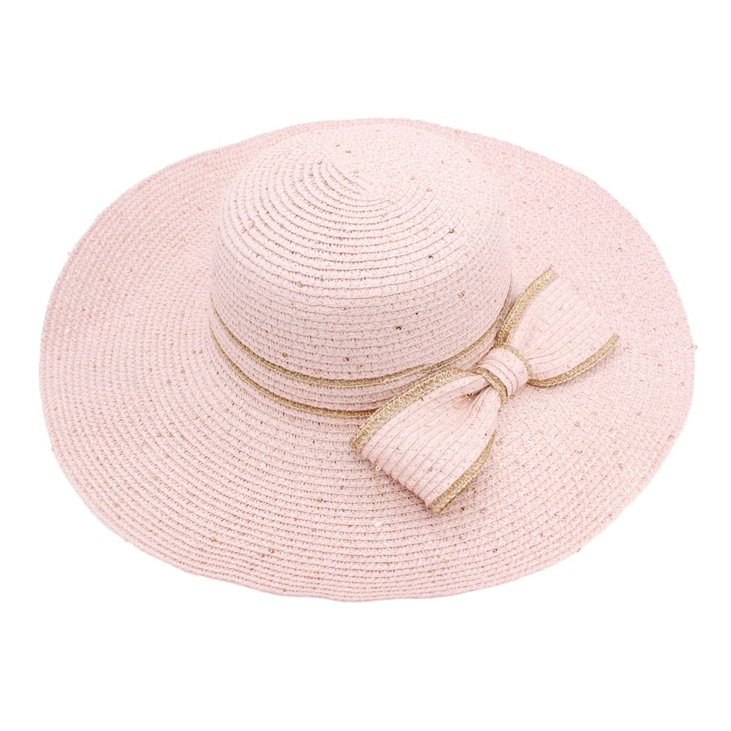 Scattered Sequin Bow Straw Hat