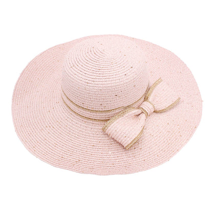 Scattered Sequin Bow Straw Hat