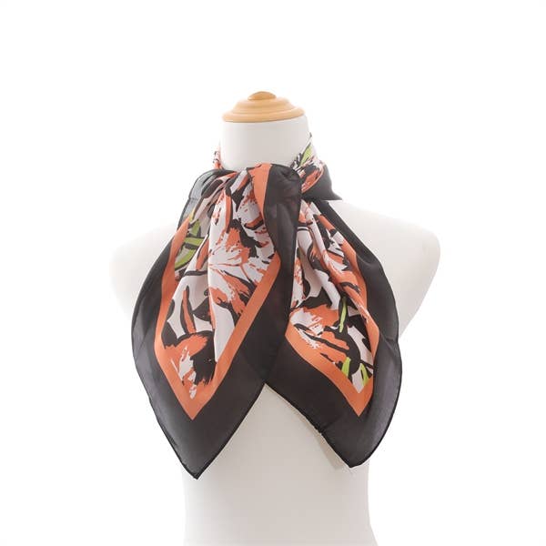 GROOVY FLORAL PRINT SILK SCARF