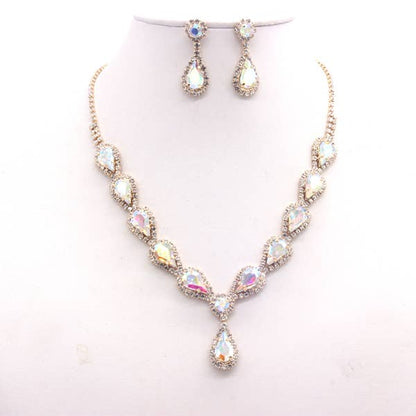 MULTI STONE LUXURY NECKLACE SET GOLD