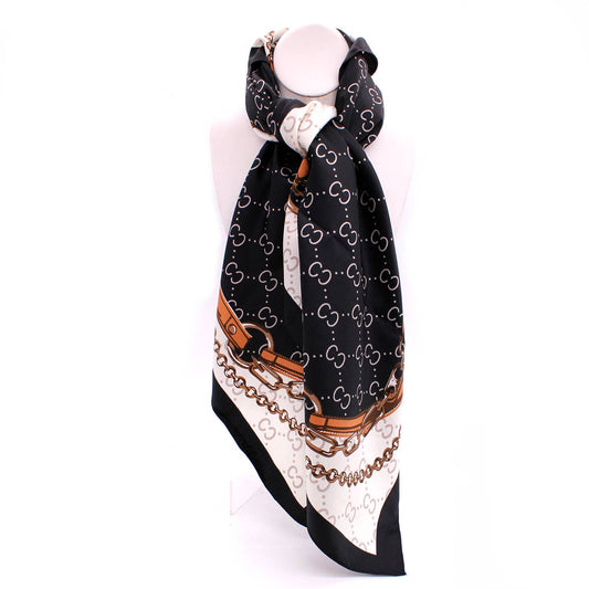 VINTAGE DESIGNER CHAIN PRINT SCARF
