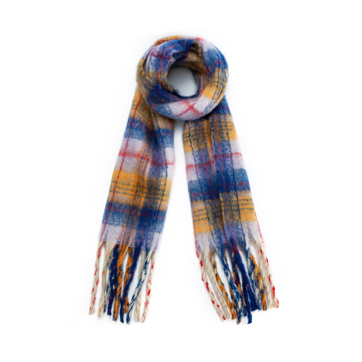 MULTI TONED PLAID COZY LONG SCARF