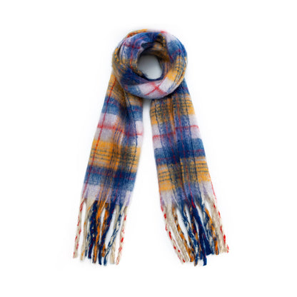 MULTI TONED PLAID COZY LONG SCARF