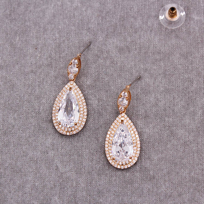 Stone Faceted Tear Drop Stud Earrings
