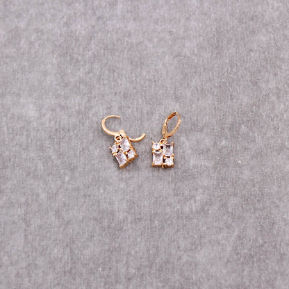 Multi Gemstone Square Dangle Earring