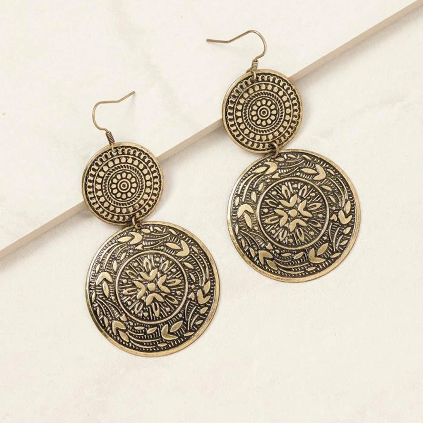 Marisol Boho Engraved Drop Earrings