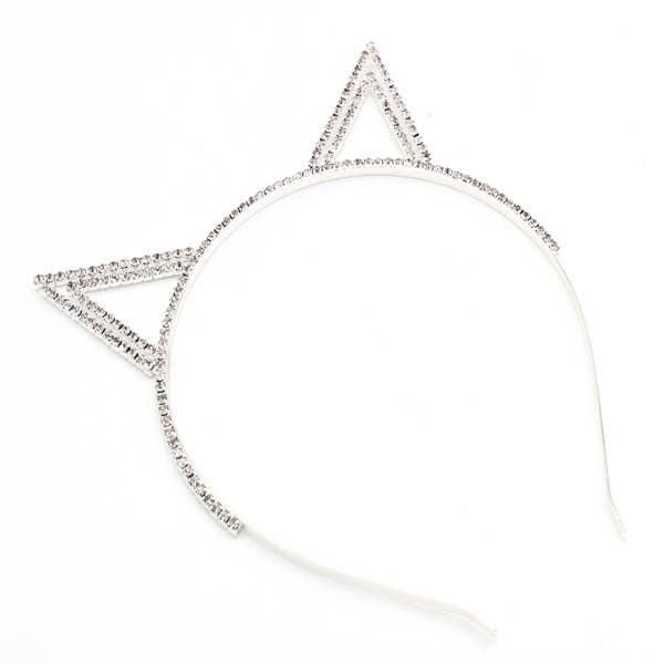 POINTY RHINESTONED CAT EARS HEADBAND