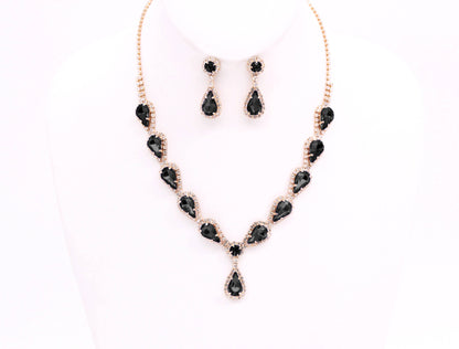 MULTI STONE LUXURY NECKLACE SET GOLD