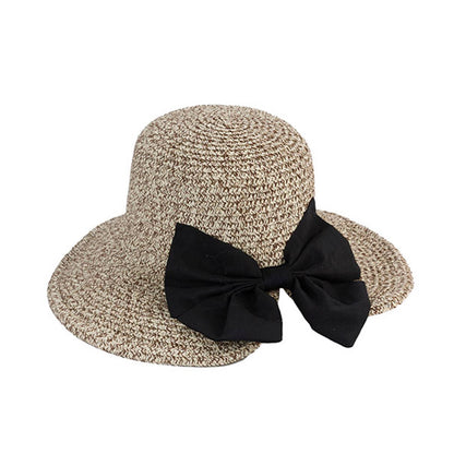 HEATHERED STRAW BOW HAT