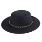 Flat Top Chain Trim Boat Fedora Hat