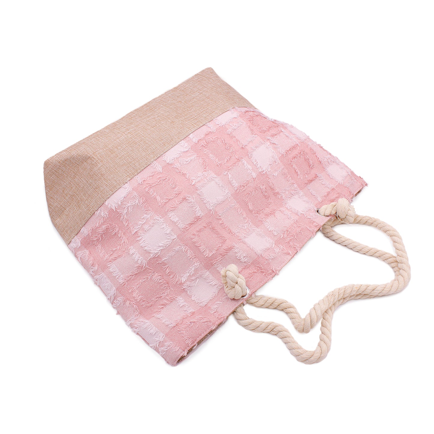 Soft Pink Plaid Beach Bag