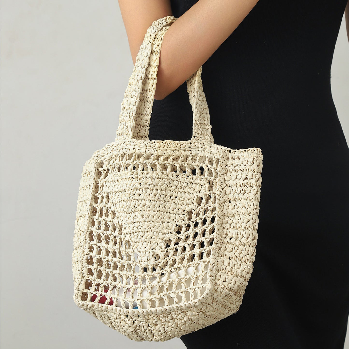 Woven Raffia-Style Tote Bag