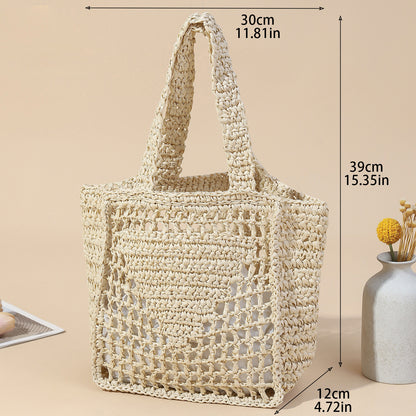 Woven Raffia-Style Tote Bag