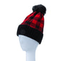 CHECKERED POM POM BEANIE