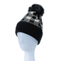 CHECKERED POM POM BEANIE