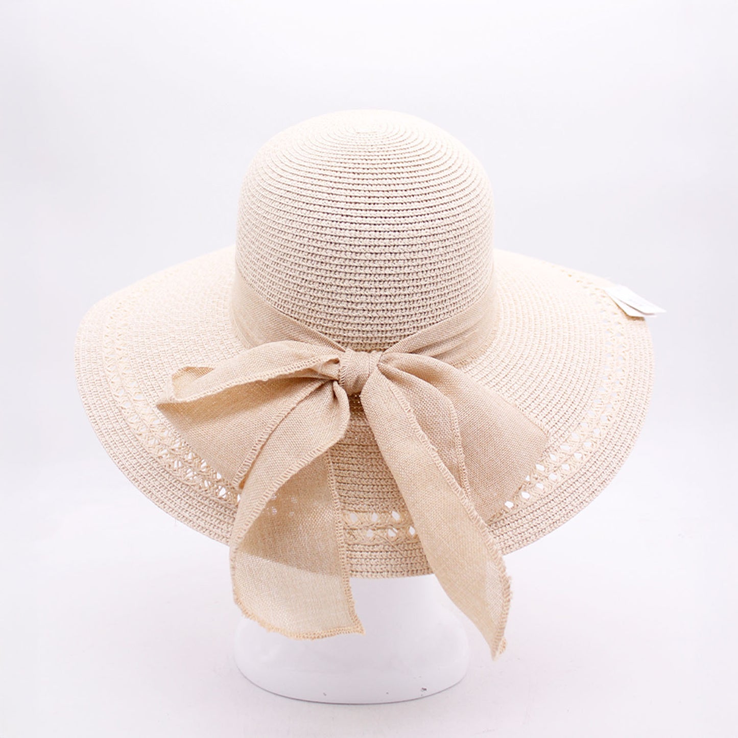 RIBBON BOW STRAW SUN HAT