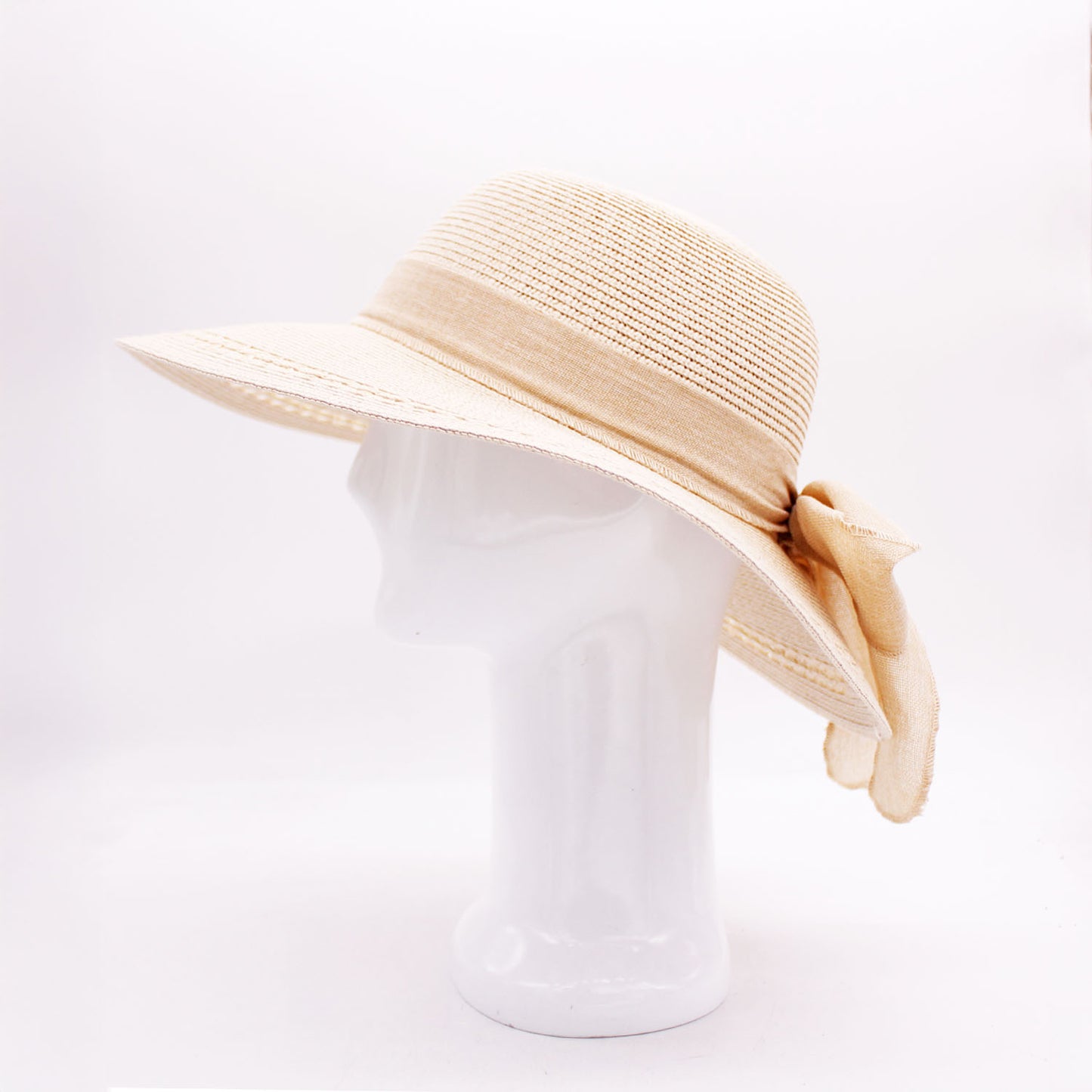 RIBBON BOW STRAW SUN HAT