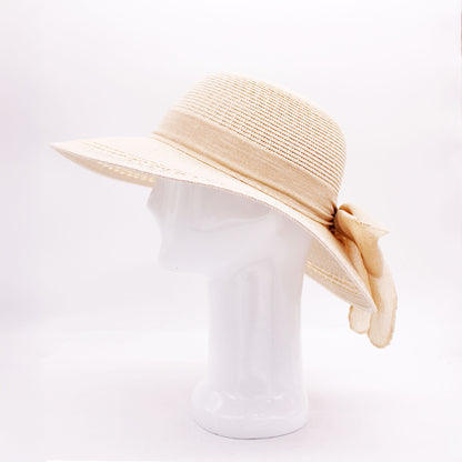 RIBBON BOW STRAW SUN HAT