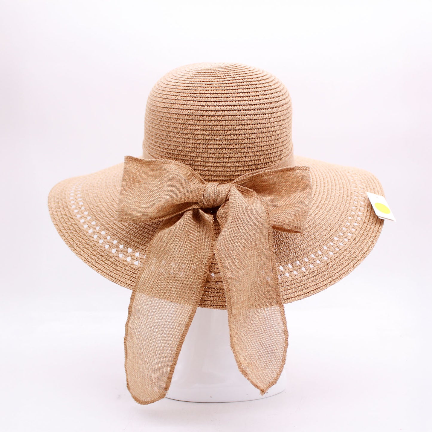 RIBBON BOW STRAW SUN HAT