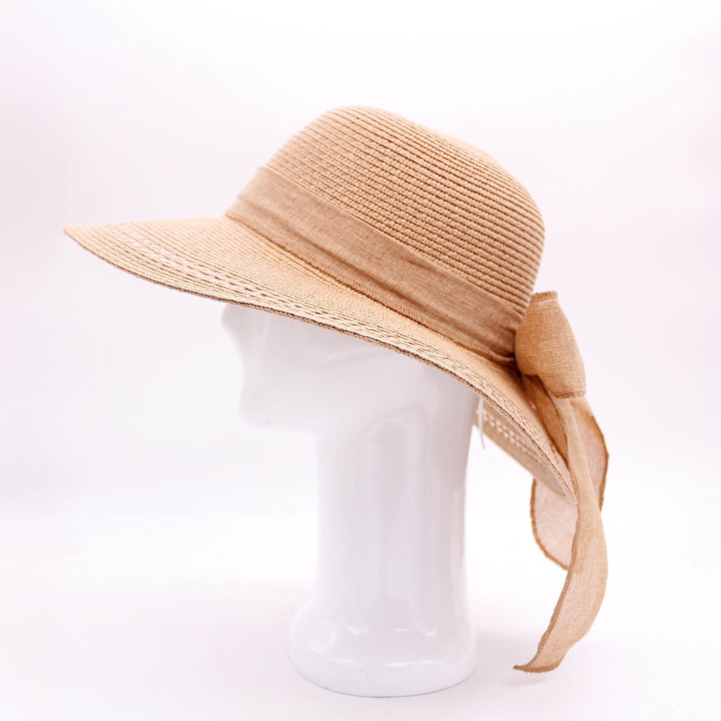 RIBBON BOW STRAW SUN HAT