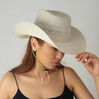 Wide Brim Woven Cowboy Hat