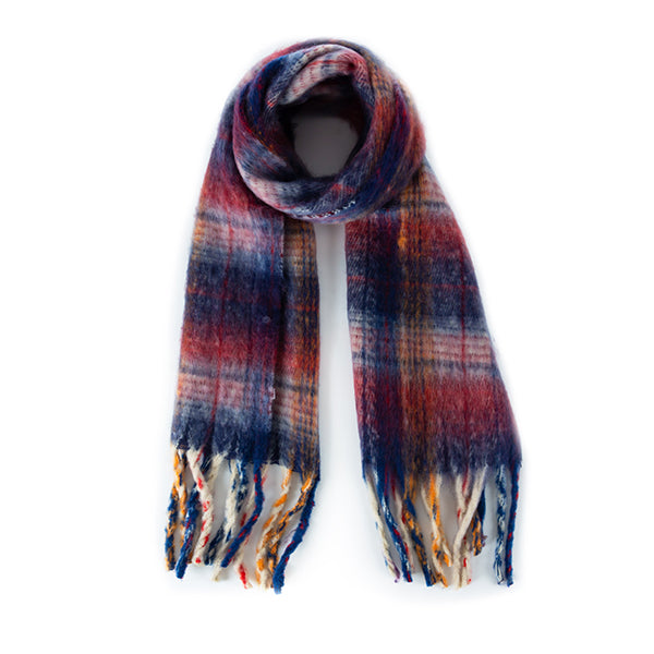 MULTI TONED PLAID COZY LONG SCARF