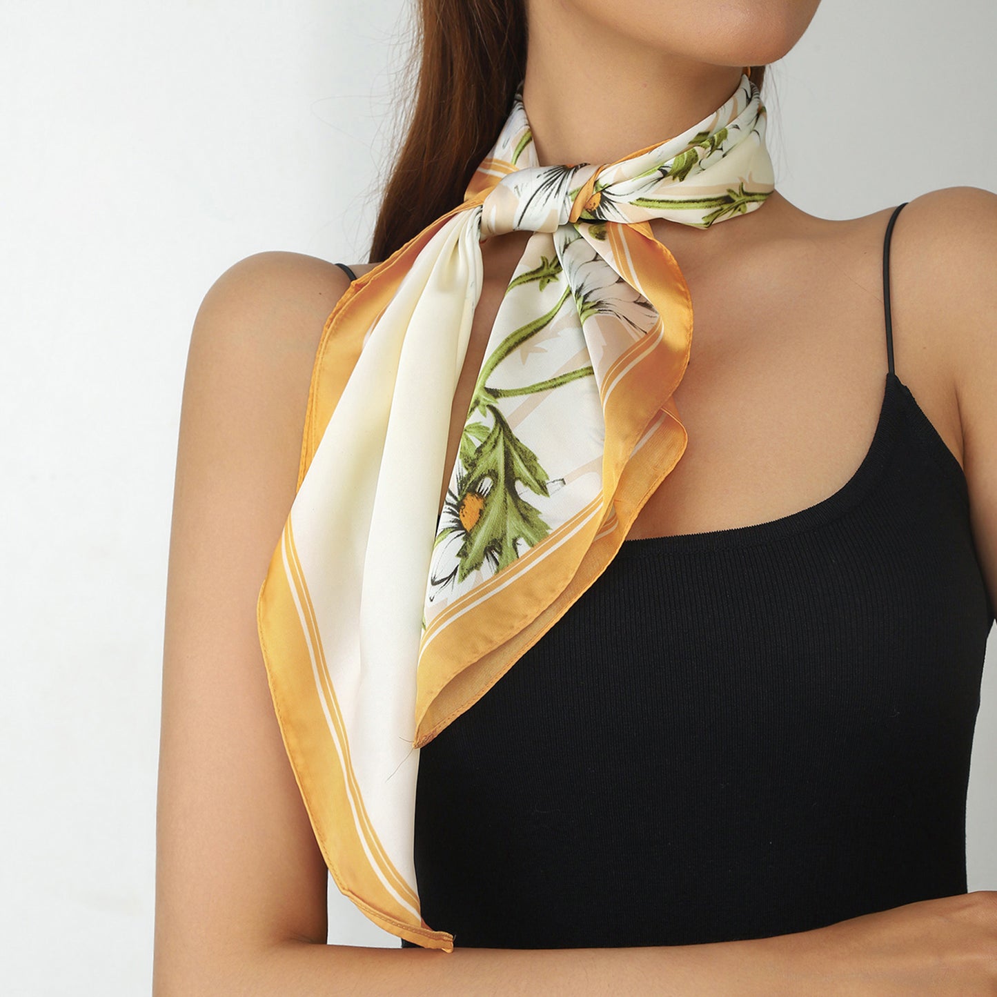 Floral Print Satin Scarf