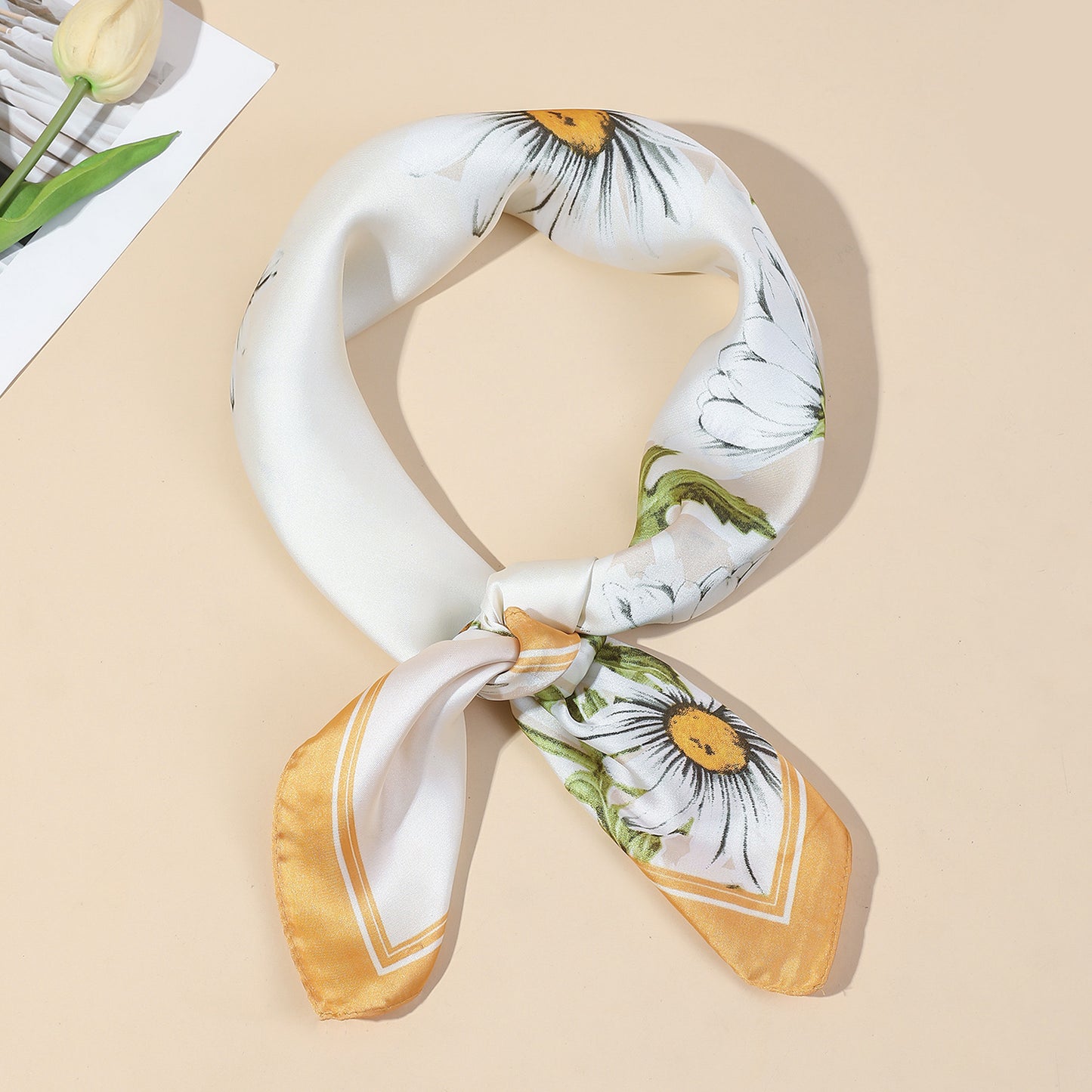 Floral Print Satin Scarf