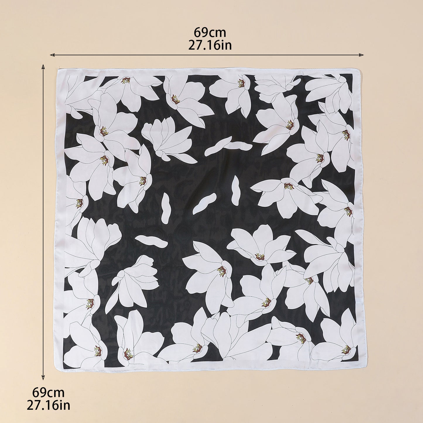 Magnolia Floral Satin Square Scarf