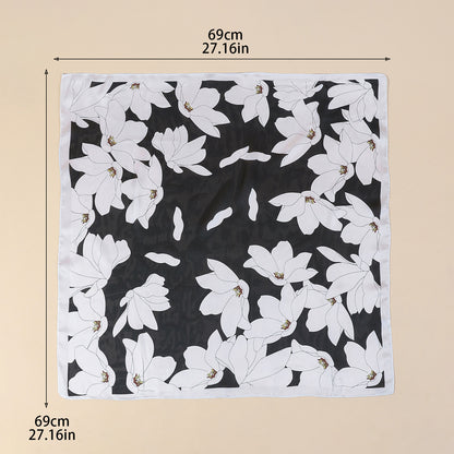 Magnolia Floral Satin Square Scarf